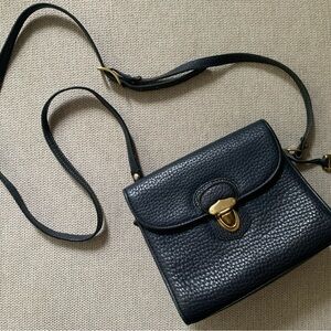 Vintage Dooney and Bourke, Dark Navy Leather, Crossbody Bag, Little Lock Purse